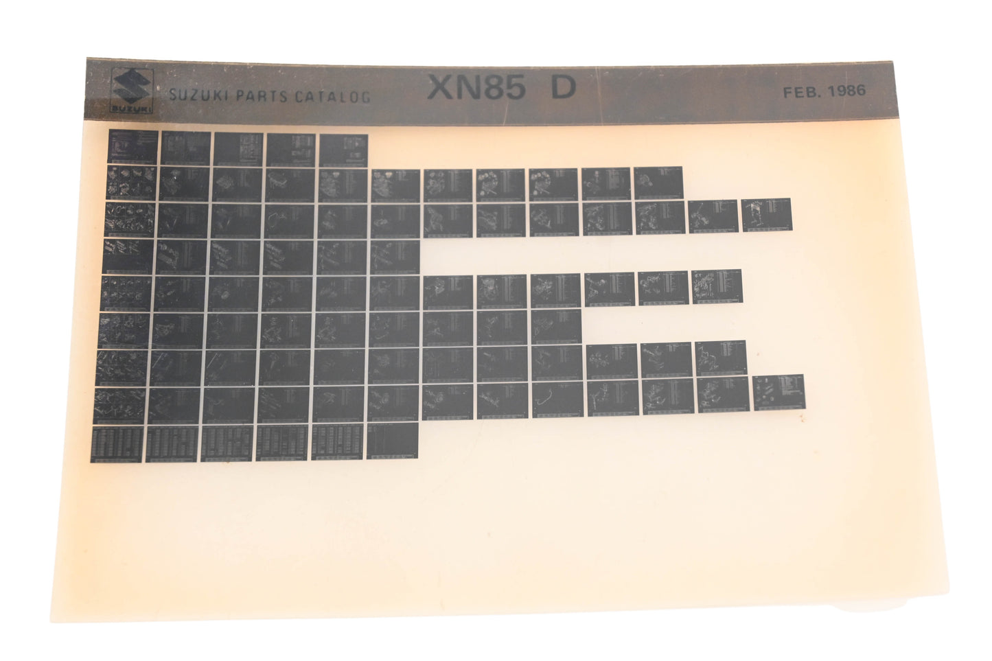 OEM Suzuki XN85D XN85 D Parts Catalog Microfiche Rev:2/1986