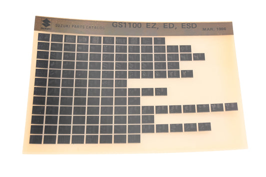 OEM Suzuki GS1100EZEDESD GS1100 EZ, ED, ESD Parts Catalog Microfiche Rev:3/1986