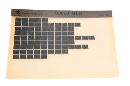 OEM Suzuki GS650GLD GS650 GLD Parts Catalog Microfiche Rev:2/1986