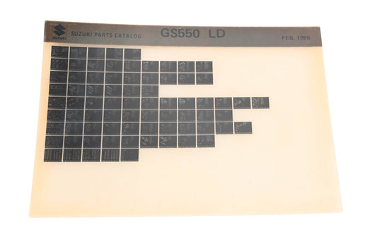 OEM Suzuki GS550LD GS550 LD Parts Catalog Microfiche Rev:2/1986