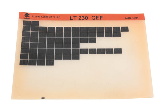 OEM Suzuki LT230GEF LT230 GEF Parts Catalog Microfiche Rev:8/1984