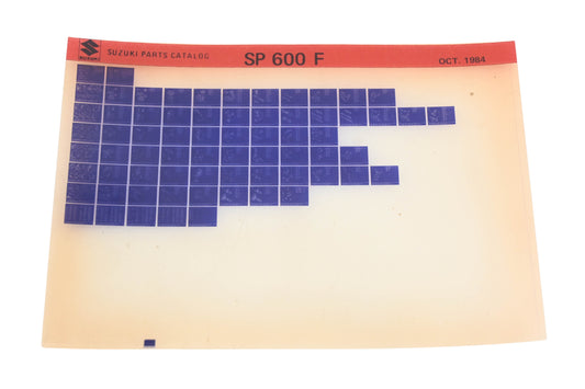 OEM Suzuki SP600F SP600 F Parts Catalog Microfiche Rev:10/1984