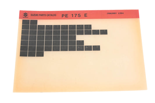 OEM Suzuki PE175E PE175 E Parts Catalog Microfiche Rev:1/1984
