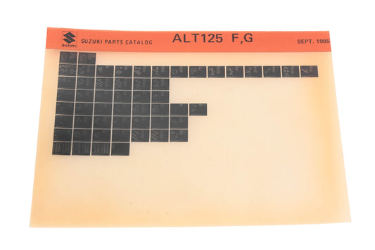 OEM Suzuki ALT125FG ALT125 F,G Parts Catalog Microfiche Rev:9/1985