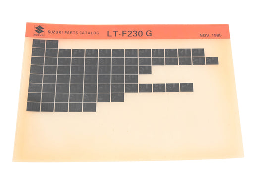 OEM Suzuki LT-F230G LT-F230 G Parts Catalog Microfiche Rev:11/1985