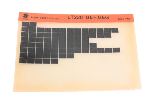 OEM Suzuki LT230GEFGEG LT230 GEF, GEG Parts Catalog Microfiche Rev:7/1985
