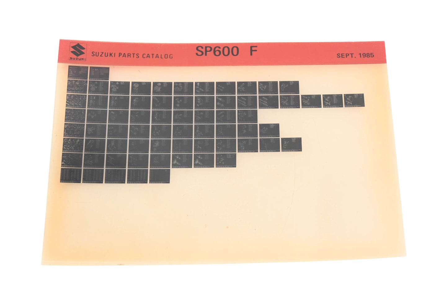 OEM Suzuki SP600F SP600 F Parts Catalog Microfiche Rev:9/1985
