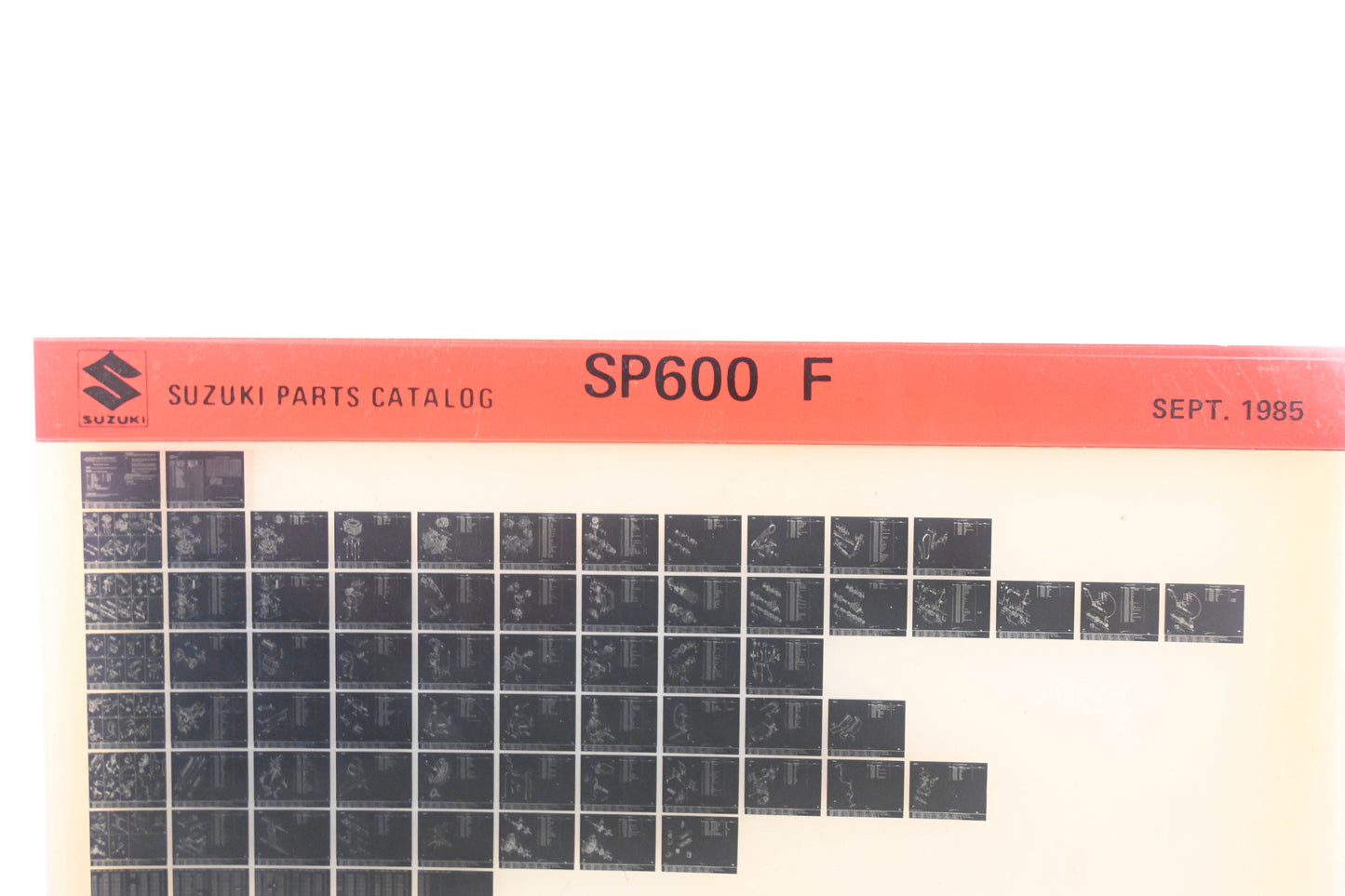OEM Suzuki SP600F SP600 F Parts Catalog Microfiche Rev:9/1985