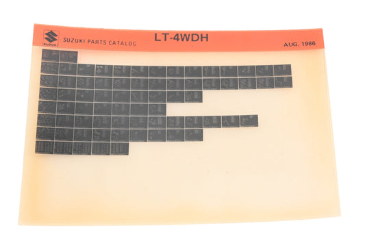 OEM Suzuki LT-4WDH LT-4WDH Parts Catalog Microfiche Rev:8/1986
