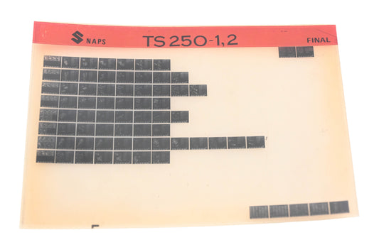 OEM Suzuki TS2520-12 TS250-1, 2 Parts Catalog Microfiche Final Edition