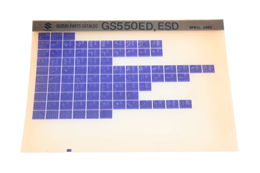 OEM Suzuki GS550EDESD GS550 ED, ESD Parts Catalog Microfiche Rev:4/1983