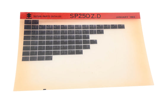 OEM Suzuki SP250ZD SP250 Z,D Parts Catalog Microfiche Rev:1/1983