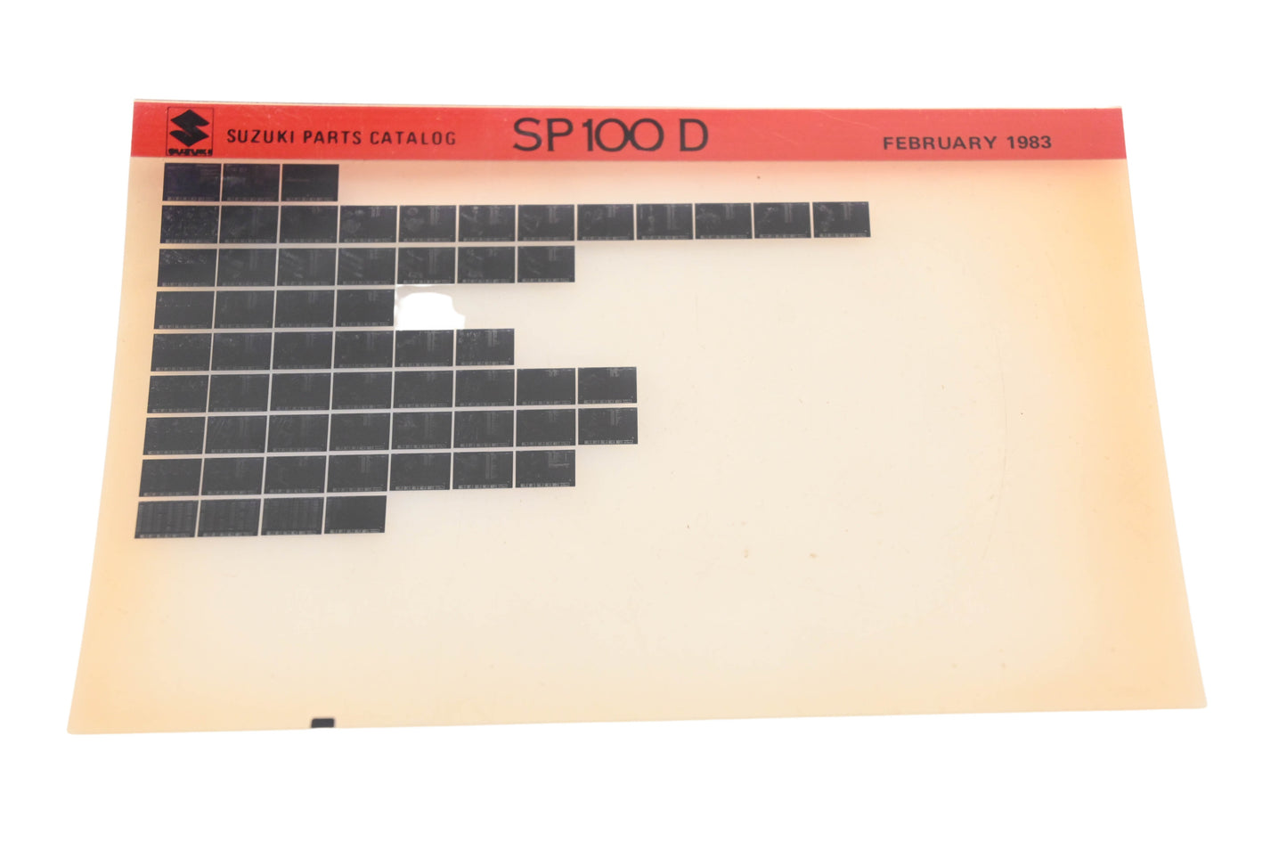 OEM Suzuki SP100D SP100 D Parts Catalog Microfiche Rev:2/1983