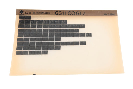 OEM Suzuki GS1100GLZ GS1100 GLZ Parts Catalog Microfiche Rev:5/1983