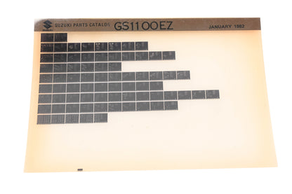 OEM Suzuki GS1100EZ GS1100 EZ Parts Catalog Microfiche Rev:1/1982