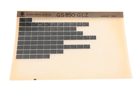 OEM Suzuki GS850GLZ GS850 GLZ Parts Catalog Microfiche Rev:8/1982