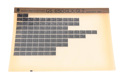 OEM Suzuki GS650GLXGLZ GS650 GLX, GLZ Parts Catalog Microfiche Rev:1/1982