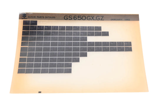 OEM Suzuki GS650GXGZ GS650 GX, GZ Parts Catalog Microfiche Rev:1/1982