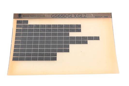 OEM Suzuki GS650GLXGLZ GS650 GLX,GLZ Parts Catalog Microfiche Rev:3/1982
