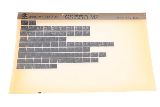 OEM Suzuki GS550MZ GS550 MZ Parts Catalog Microfiche Rev:2/1982