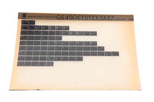 OEM Suzuki GS450ETSTEXSXEZ GS450 ET,ST,EX,SX,EZ Parts Catalog Microfiche Rev:1/1982
