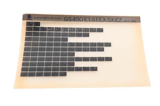 OEM Suzuki GS450ETSTEXSXEZ GS450 ET, ST, EX, SX, EZ Parts Catalog Microfiche Rev:7/1982