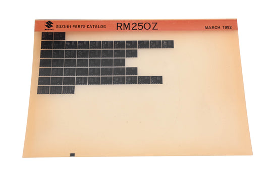 OEM Suzuki RM250Z RM250Z Parts Catalog Microfiche Rev:3/1982