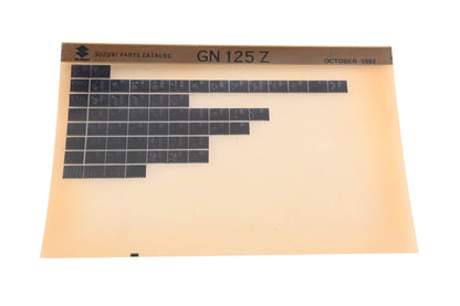 OEM Suzuki GN125Z GN125Z Parts Catalog Microfiche Rev:10/1982