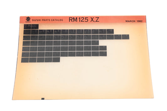 OEM Suzuki RM125XZ RM125 X,Z Parts Catalog Microfiche Rev:3/1982