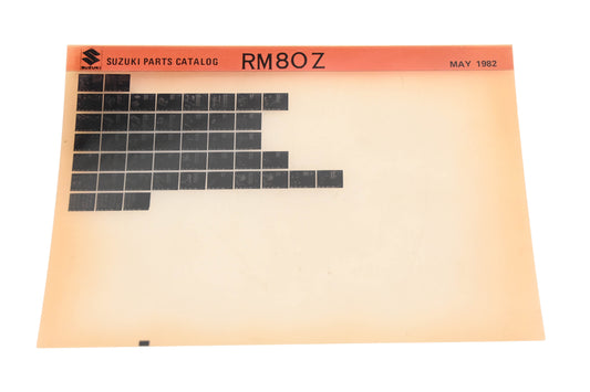OEM Suzuki RM80Z RM80 Z Parts Catalog Microfiche Rev:5/1982