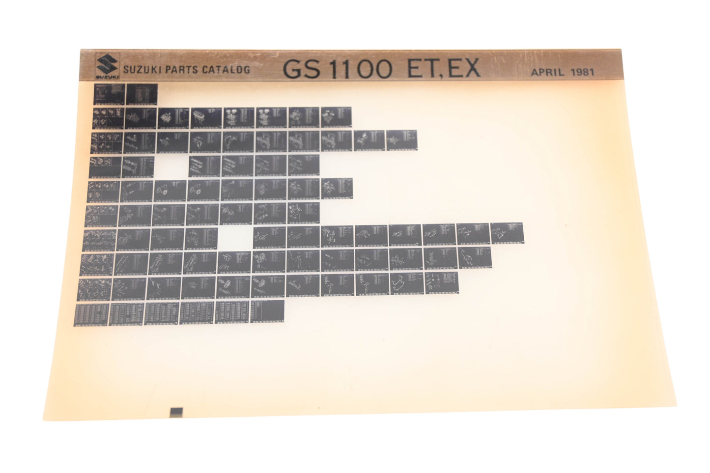 OEM Suzuki GS1100ETEX GS1100 ET, EX Parts Catalog Microfiche Rev:4/1981