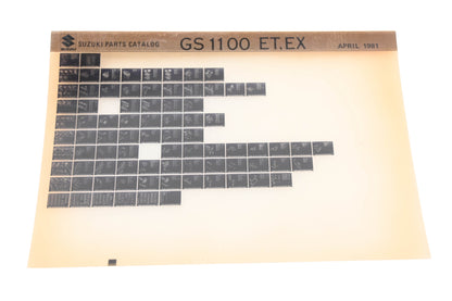OEM Suzuki GS1100ETEX GS1100 ET, EX Parts Catalog Microfiche Rev:4/1981