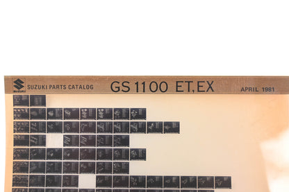 OEM Suzuki GS1100ETEX GS1100 ET, EX Parts Catalog Microfiche Rev:4/1981