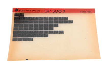 OEM Suzuki SP500X SP500 X Parts Catalog Microfiche Rev:3/1981