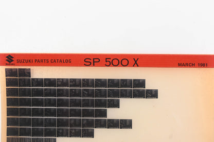 OEM Suzuki SP500X SP500 X Parts Catalog Microfiche Rev:3/1981