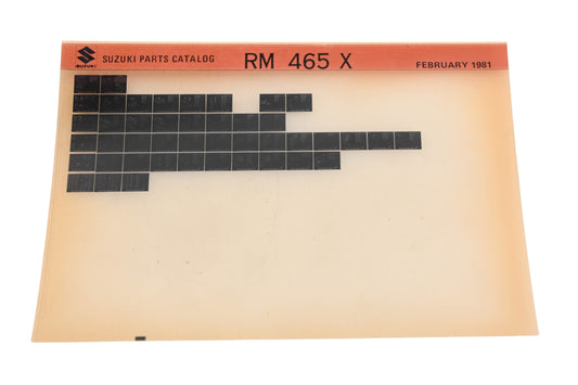 OEM Suzuki RM465X RM465 X Parts Catalog Microfiche Rev:2/1981