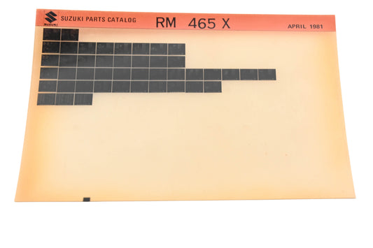 OEM Suzuki RM465X RM465 X Parts Catalog Microfiche Rev:4/1981