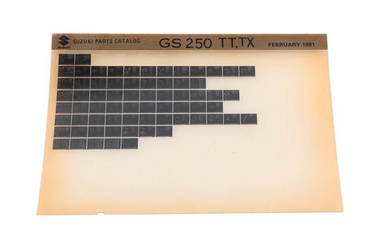 OEM Suzuki GS250TTTX GS250 TT,TX Parts Catalog Microfiche Rev:1/1981