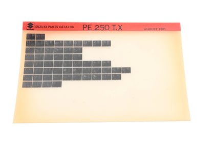 OEM Suzuki PE250TX PE250 T,X Parts Catalog Microfiche Rev:8/1981