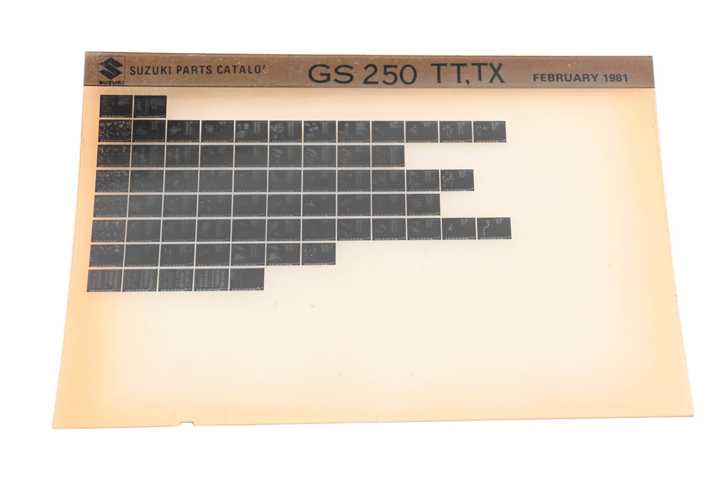 OEM Suzuki GS250TTTX GS250 TT, TX Parts Microfiche Catalog Rev:2/1981