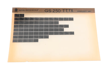 OEM Suzuki GS250TTTX GS250 TT, TX Parts Microfiche Catalog Rev:2/1981