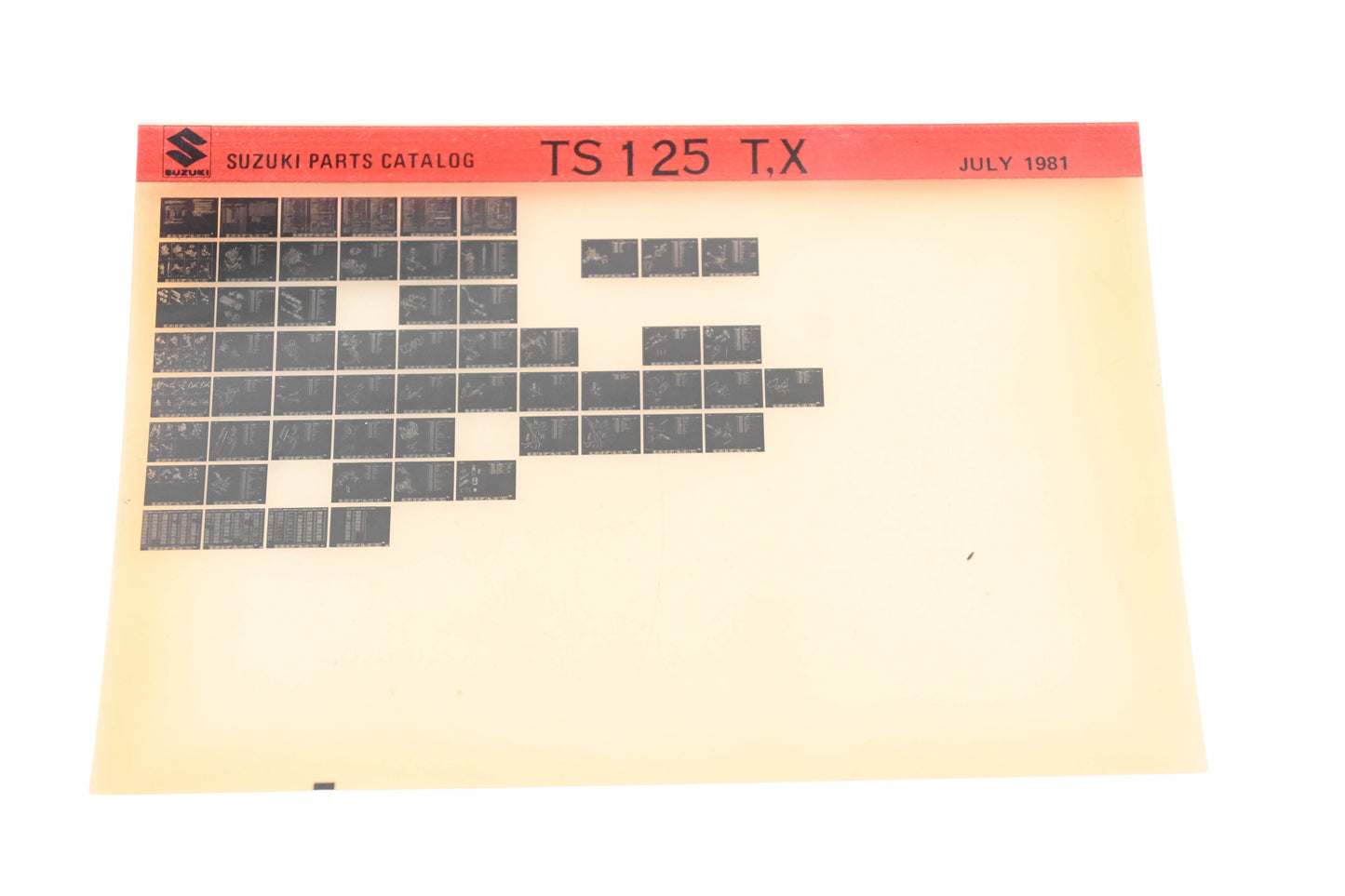 OEM Suzuki TS125TX TS125 T,X Parts Catalog Microfiche Rev:7/1981