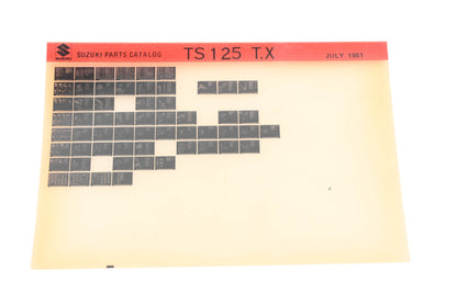 OEM Suzuki TS125TX TS125 T,X Parts Catalog Microfiche Rev:7/1981