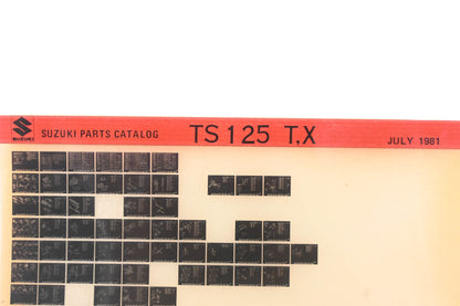 OEM Suzuki TS125TX TS125 T,X Parts Catalog Microfiche Rev:7/1981