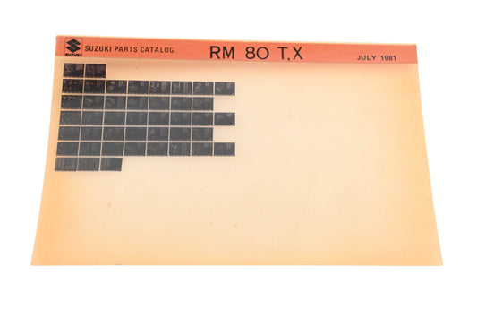 OEM Suzuki RM80TX RM80 T,X Parts Catalog Microfiche Rev:7/1981