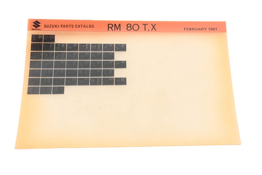 OEM Suzuki RM80TX RM80 T,X Parts Catalog Microfiche Rev:2/1981
