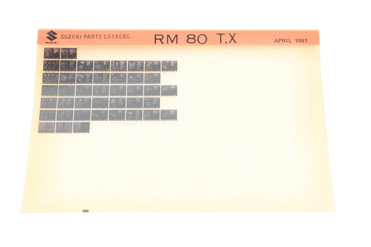 OEM Suzuki RM80TX RM80 T,X Parts Catalog Microfiche Rev:4/1981