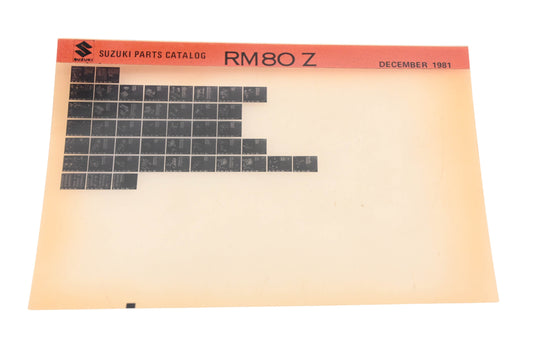 OEM Suzuki RM80Z RM80 Z Parts Catalog Microfiche Rev:12/1981