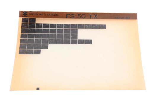 OEM Suzuki FS50TX FS50 T,X Parts Catalog Microfiche Rev:3/1981