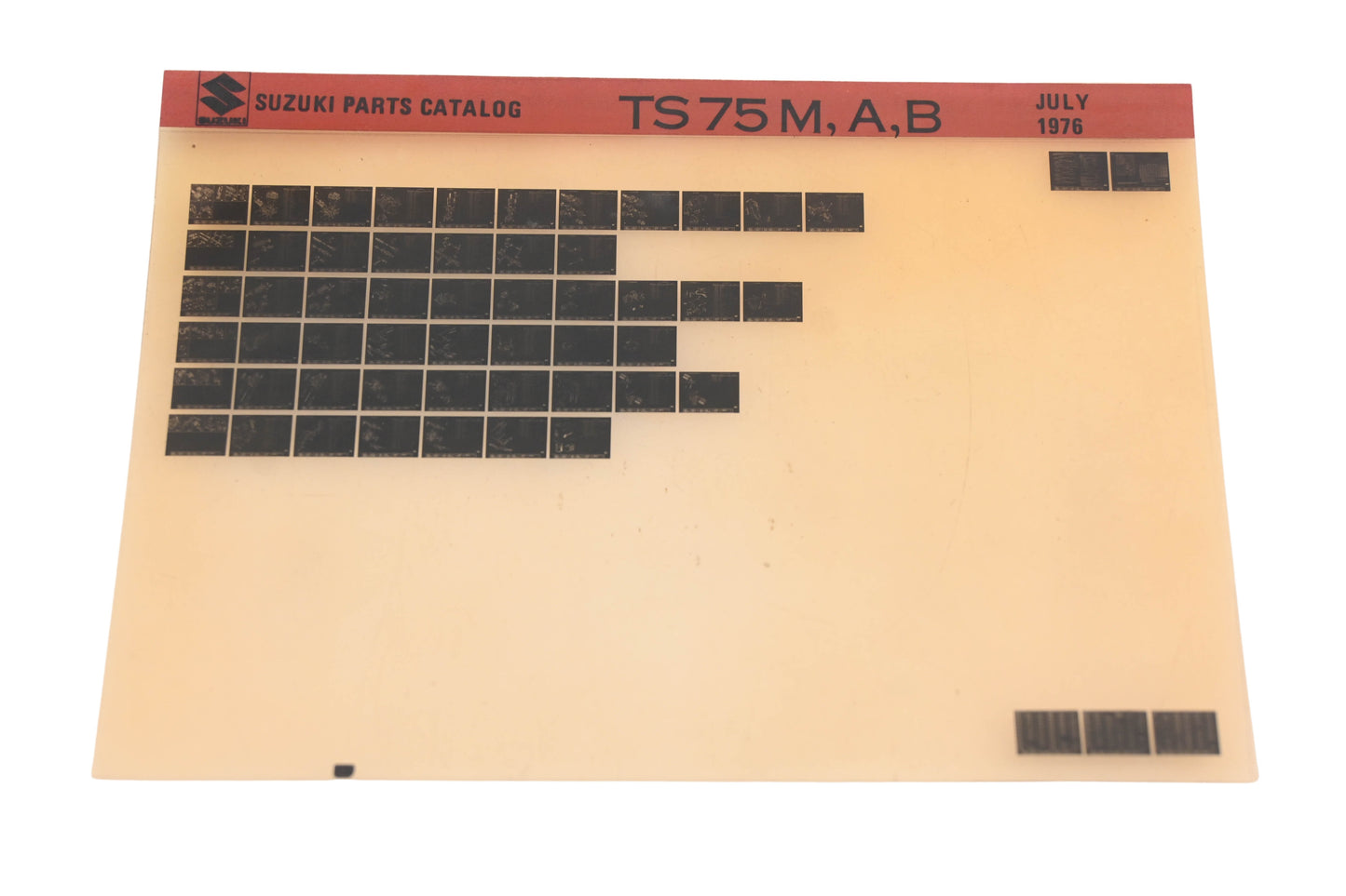 OEM Suzuki TS75MAB TS75 M,A,B Parts Catalog Microfiche Rev:7/1976